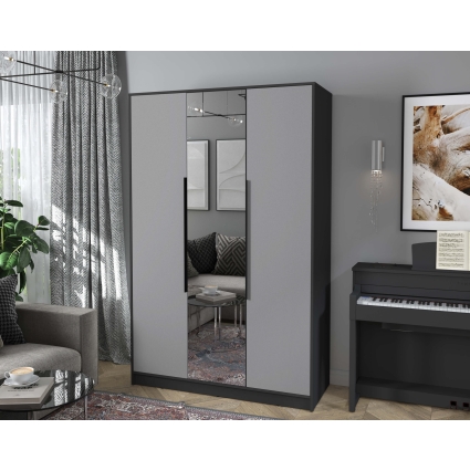 Шкаф распашной КТ-Ш3(з) (Антрацит ЛДСП/ Серебро ЛДСП) Ш1360 В2128 Г547